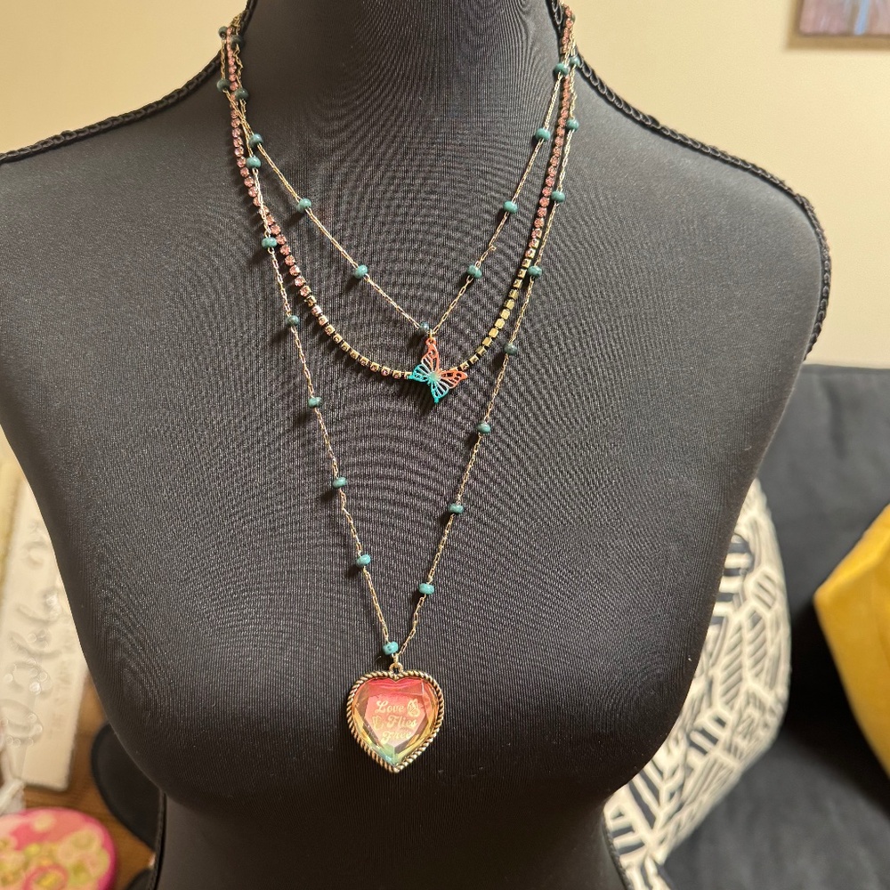 BETSEY JOHNSON Boho Butterfly Illusion Necklace